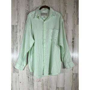 Madeleine Finn Sporting Whites Mens Button Up Shirt Size Medium Mint Green Linen